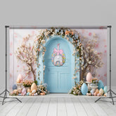 Blau Tür Blumen Bunt Eier Ostern Hintergrund